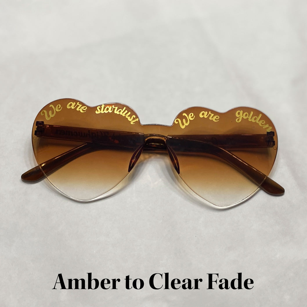 Heart Glasses Amber to Clear Fade