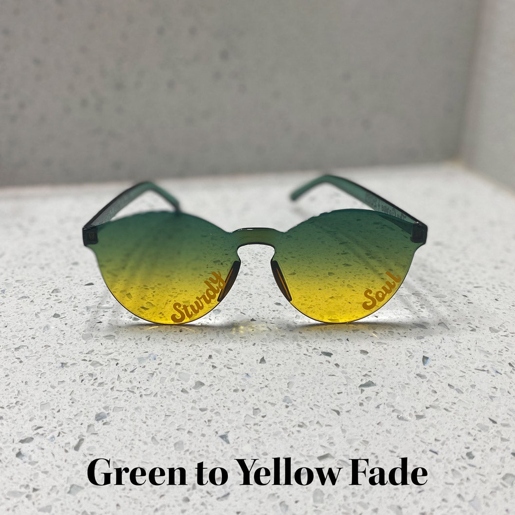 Round Glasses Green to Yellow Fade