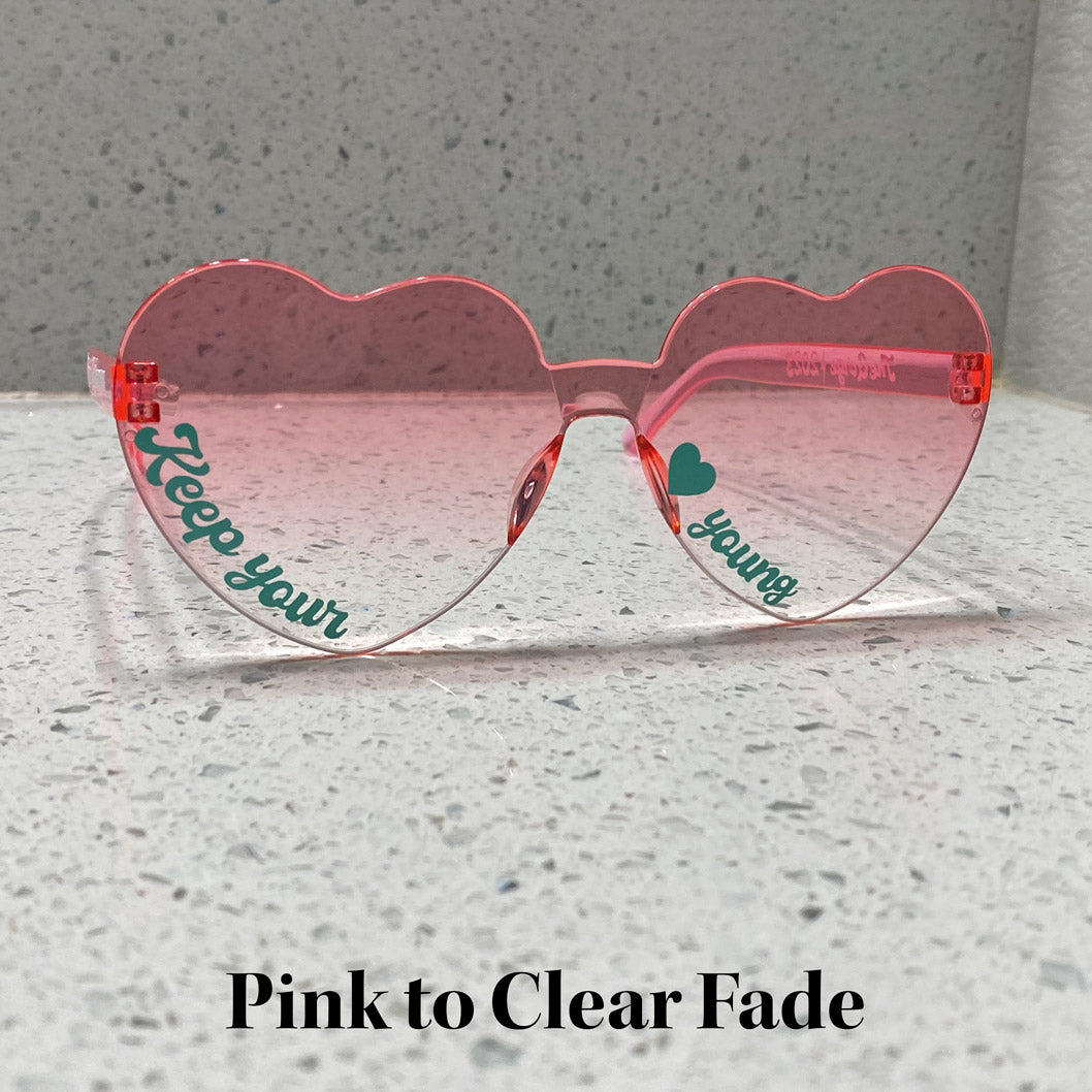 Heart Glasses Pink to Clear Fade