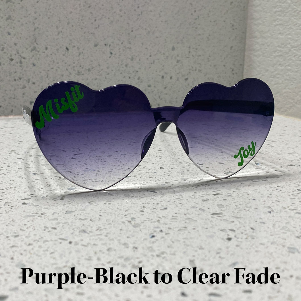 Heart Glasses Purple-Black to Clear Fade